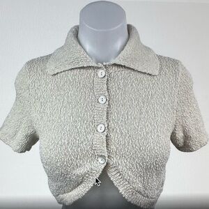 Button Down Sweater Crop Top